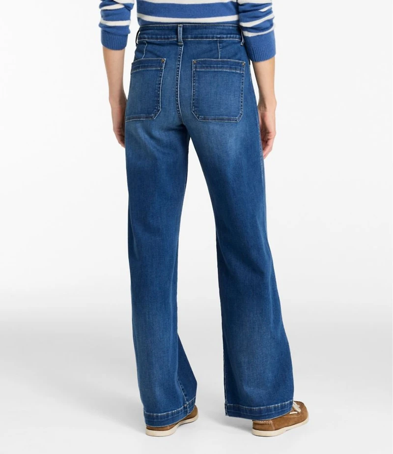 Women's L.L.Bean Go-Anywhere Jeans, Mid-Rise Patch Pocket Wide Straight-Leg