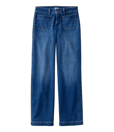 Women's L.L.Bean Go-Anywhere Jeans, Mid-Rise Patch Pocket Wide Straight-Leg