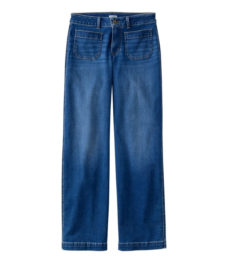 Women's L.L.Bean Go-Anywhere Jeans, Mid-Rise Patch Pocket Wide Straight-Leg