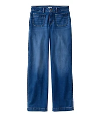 Women's L.L.Bean Go-Anywhere Jeans, Mid-Rise Patch Pocket Wide Straight-Leg