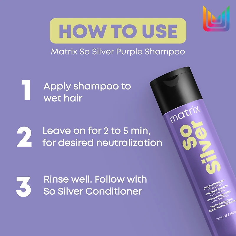MATRIX So Silver Purple Toning Shampoo for Blonde Hair, Neutralizes Brassy Tones