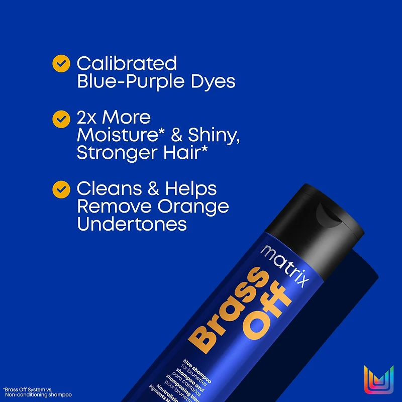 MATRIX Brass Off Blue Shampoo, For Brunettes, Neutralizes Brassy Tones