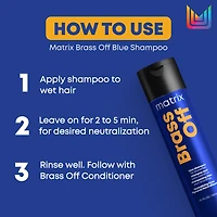 MATRIX Brass Off Blue Shampoo, For Brunettes, Neutralizes Brassy Tones
