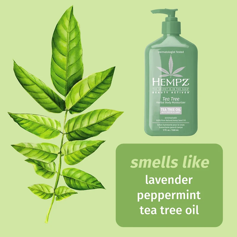 HEMPZ Beauty Actives Tea Tree Herbal Body Moisturizer with Tea Tree Oil