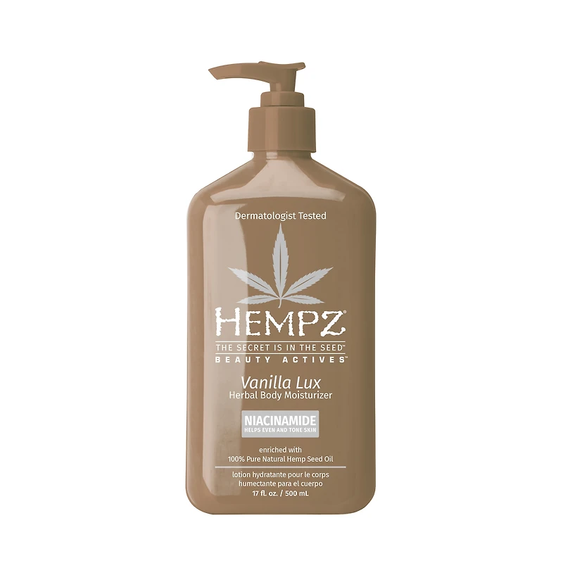 HEMPZ Beauty Actives Vanilla Lux Herbal Body Moisturizer with Niacinamide