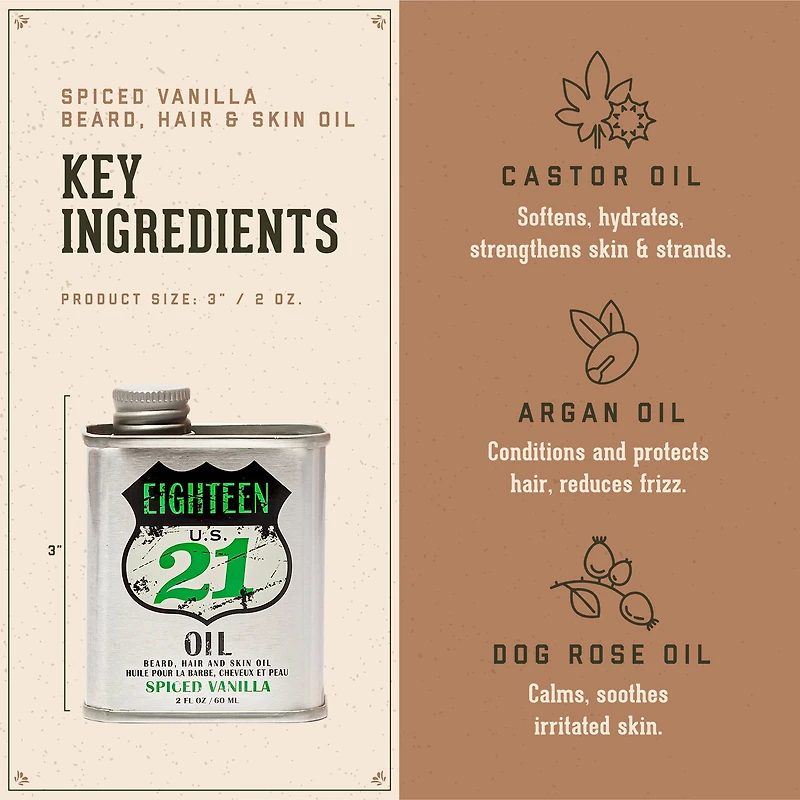 18.21 Man Made Beard, Hair & Skin Oil Spiced Vanilla