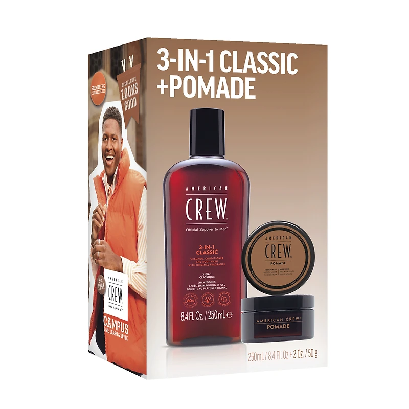 CLEARANCE AMERICAN CREW 3-In-1 Classic + Pomade Holiday Duo