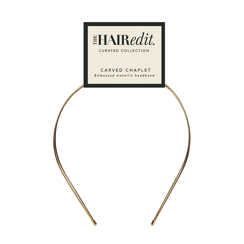 THE HAIR EDIT Carved Chaplet Embossed Metallic Headband