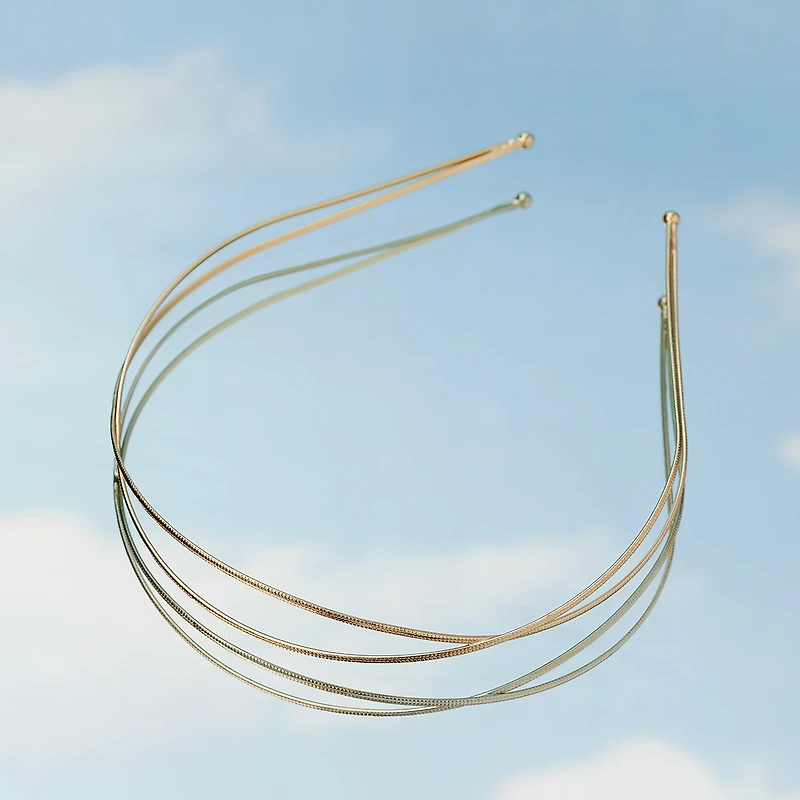 THE HAIR EDIT Carved Chaplet Embossed Metallic Headband