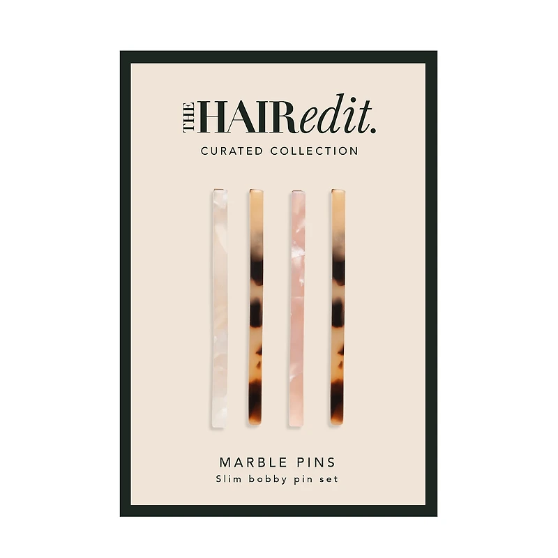 THE HAIR EDIT Marble Slim Bobby Pins Set - Multi-Color