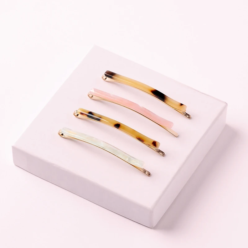 THE HAIR EDIT Marble Slim Bobby Pins Set - Multi-Color