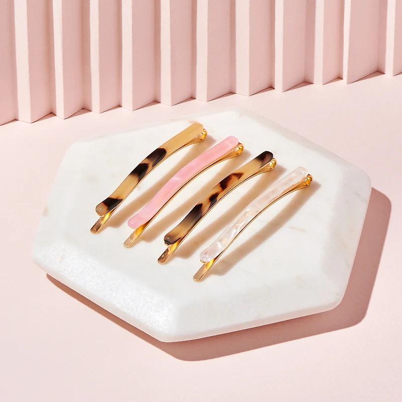 THE HAIR EDIT Marble Slim Bobby Pins Set - Multi-Color