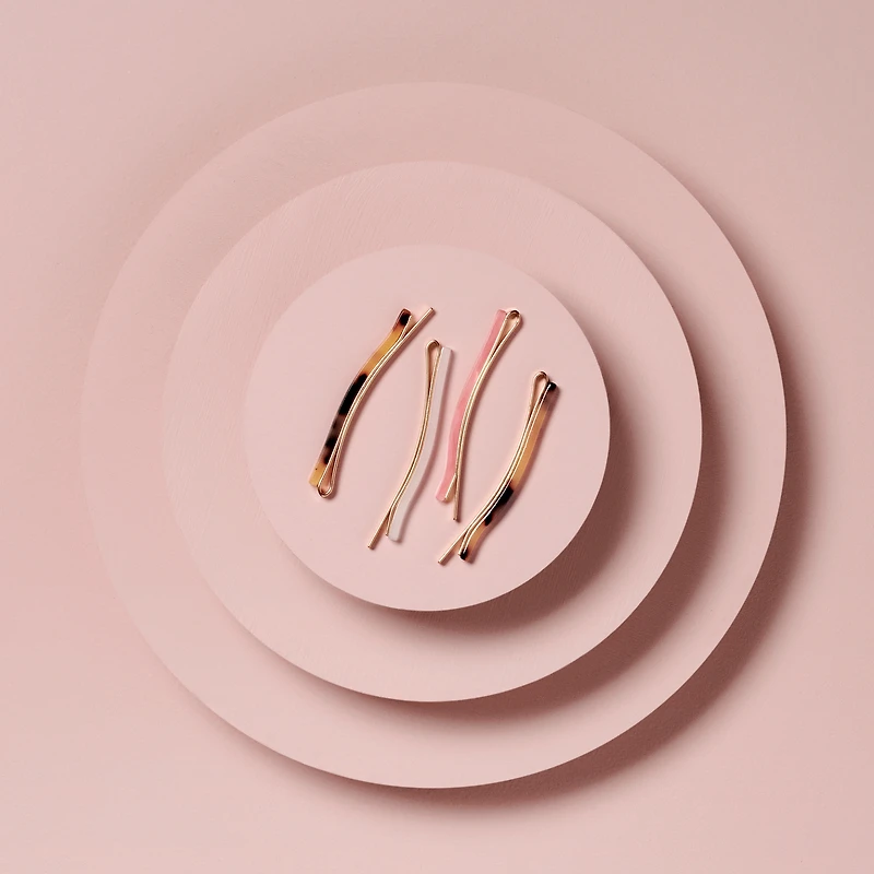 THE HAIR EDIT Marble Slim Bobby Pins Set - Multi-Color