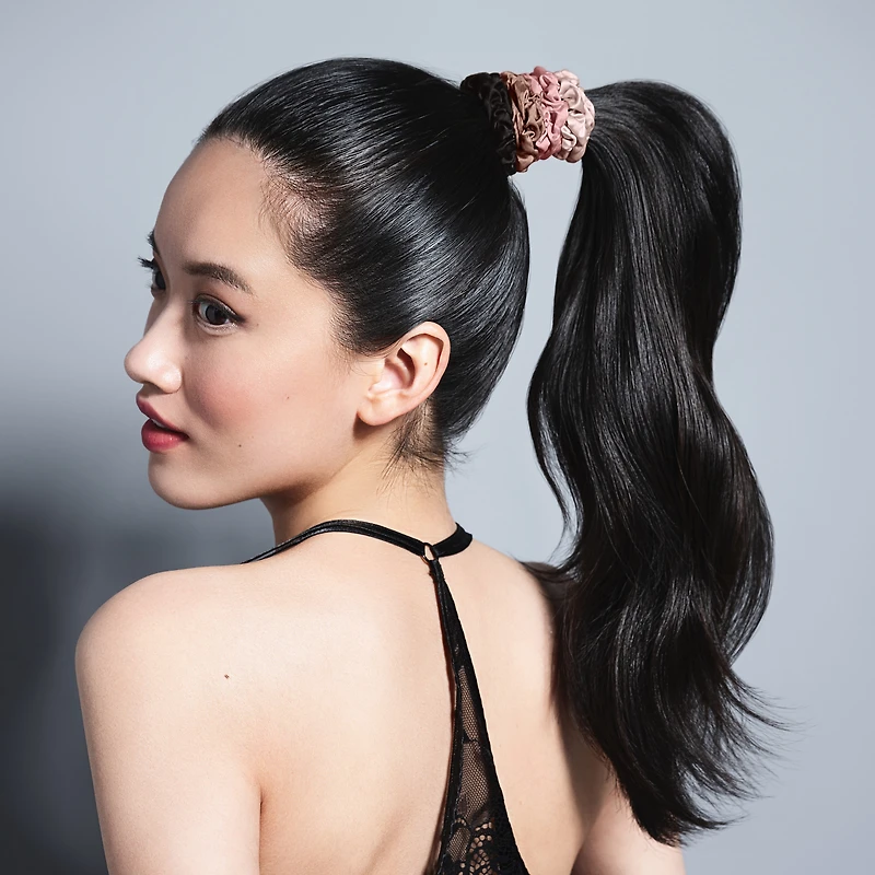 THE HAIR EDIT Ruched Ribbon Skinny Satin Scrunchies Set - 8-Pack