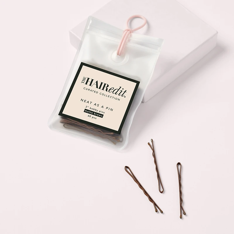 THE HAIR EDIT Neat As A Pin 2" Bobby Pins - Matte Brown