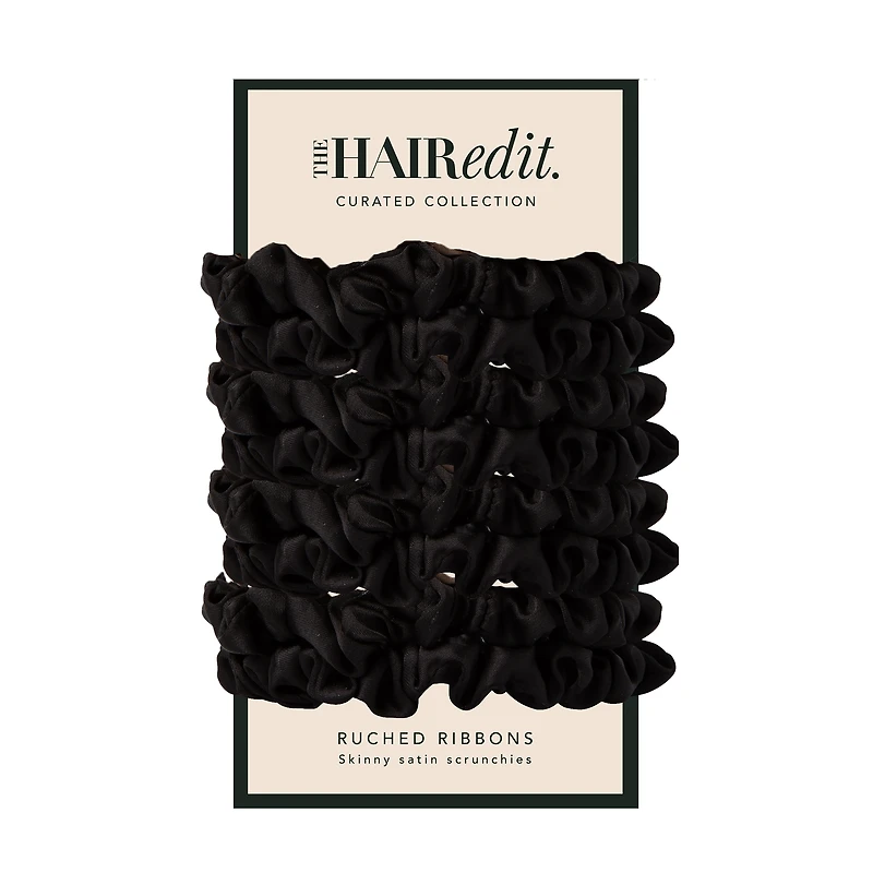 THE HAIR EDIT Ruched Ribbons Skinny Satin Scrunchies Set - 8-Pack