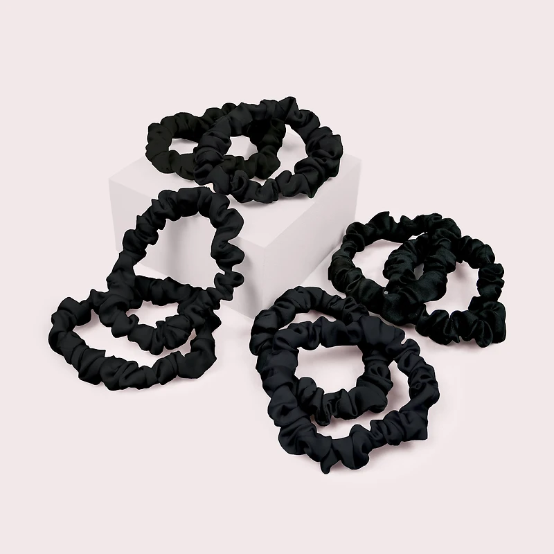 THE HAIR EDIT Ruched Ribbons Skinny Satin Scrunchies Set - 8-Pack