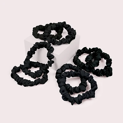 THE HAIR EDIT Ruched Ribbons Skinny Satin Scrunchies Set - 8-Pack