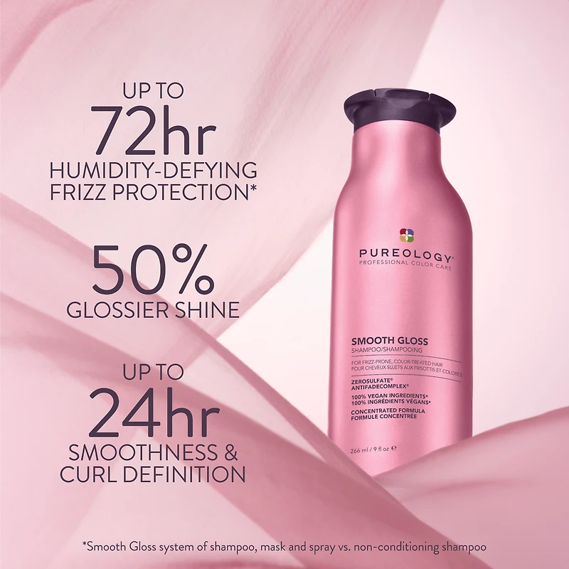 PUREOLOGY Smooth Gloss Sulfate-Free Shampoo for Frizzy Hair