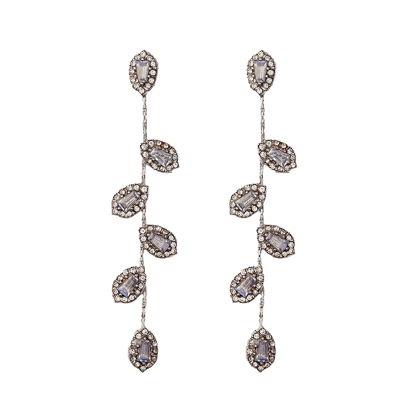 CEZANNE Linear Leaf Stone Earring