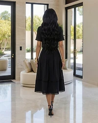 Marceline Black Woven Studded Trim Top & Skirt Set