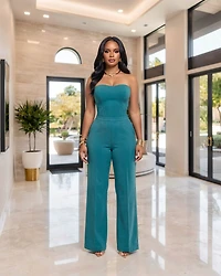 Riviera Teal Knit Tank Top & Pants Set