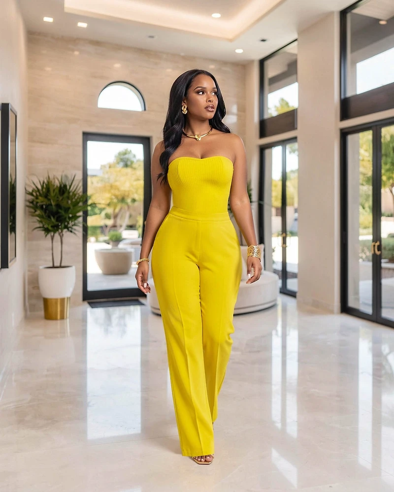 Riviera Yellow Knit Tank Top & Pants Set