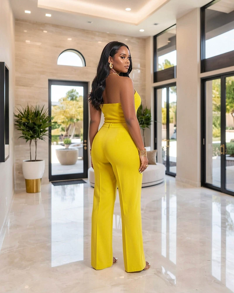 Riviera Yellow Knit Tank Top & Pants Set