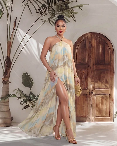 Caroline Butter  Multi-Color Print Maxi Dress