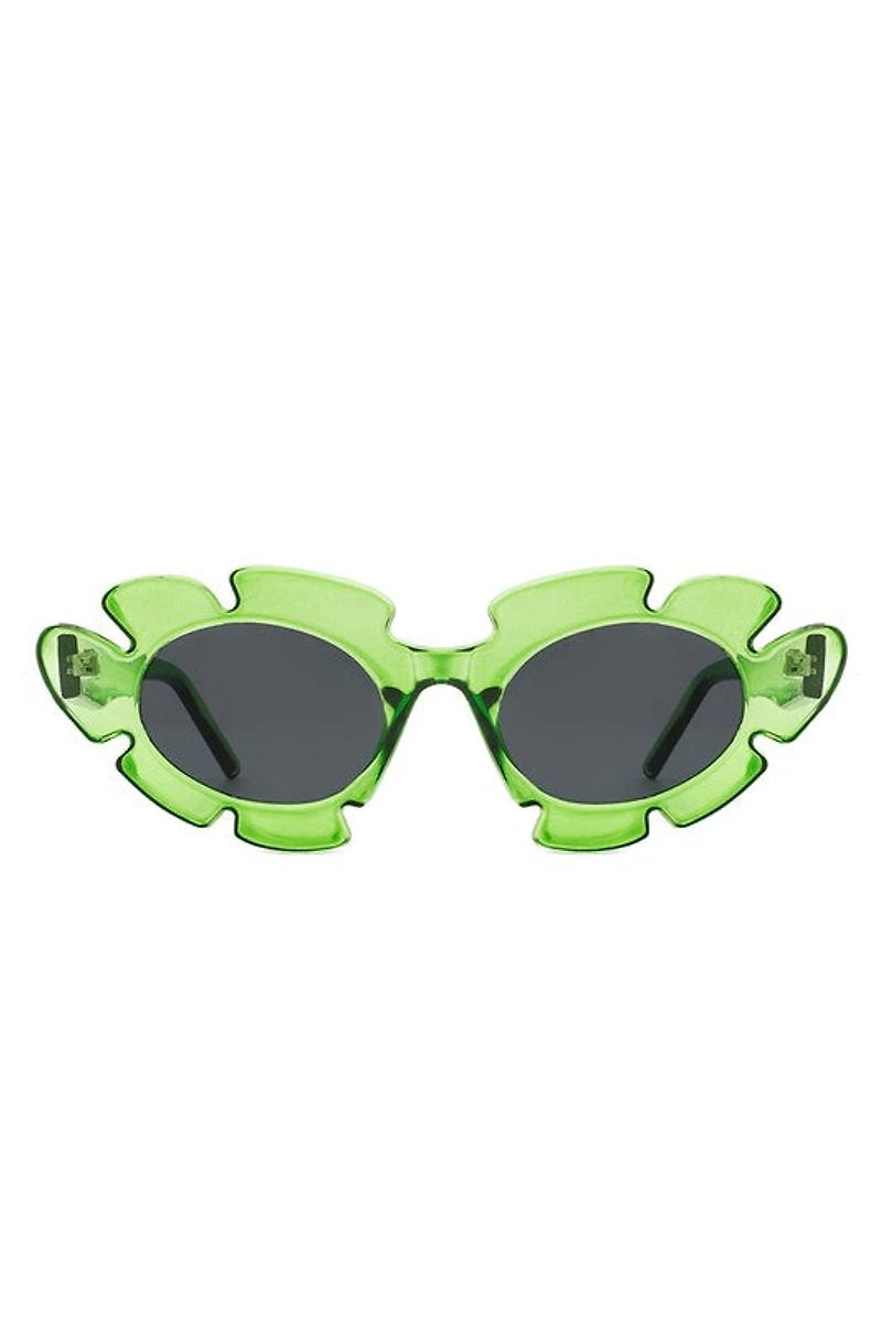 Ginnie Green Flower Cutout Cateye Sunglasses