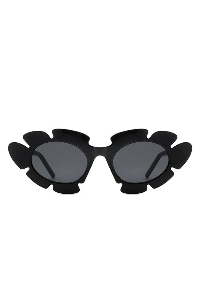 Ginnie Black Flower Cutout Cateye Sunglasses