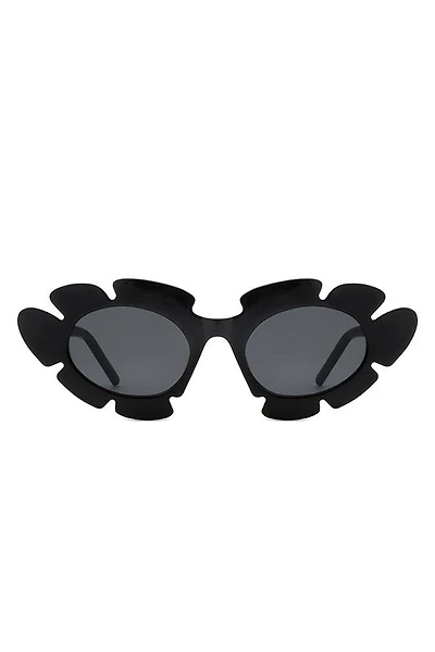 Ginnie Black Flower Cutout Cateye Sunglasses