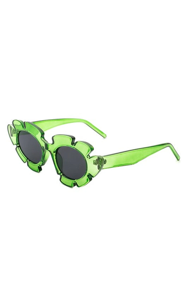 Ginnie Green Flower Cutout Cateye Sunglasses