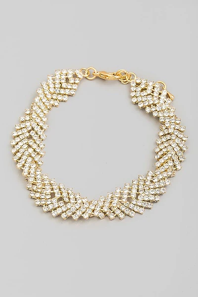 Karra Golden Rhinestone Herringbone Chain Bracelet