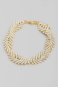 Karra Golden Rhinestone Herringbone Chain Bracelet