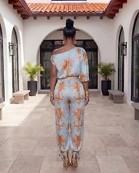 Taraz Blue Rust Print LUXE Pants Set