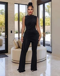 Alissa Black Ruched Pants Set