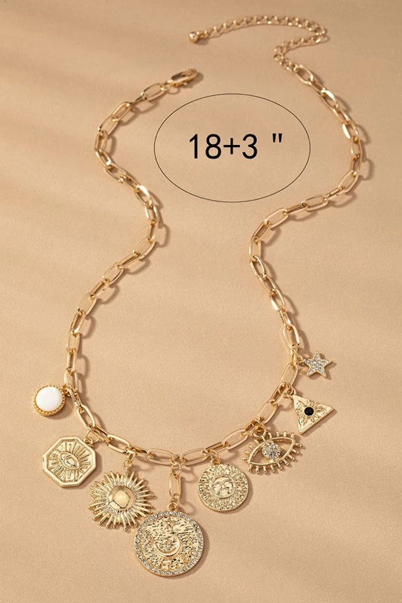 Claire Oval Link Chain with Multiple Pendant Drops Necklace