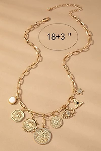 Claire Oval Link Chain with Multiple Pendant Drops Necklace