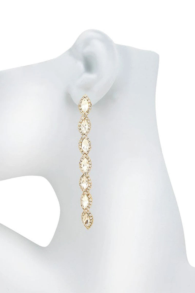 *Rosie Rhinestone Oval Dangle Earrings