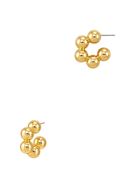 Natiya Metal Beaded Hoop Earrings