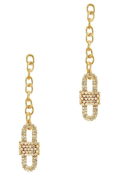 Magda Rhinestone Safety Lock Chain Dangle Earrings