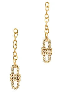 Magda Rhinestone Safety Lock Chain Dangle Earrings