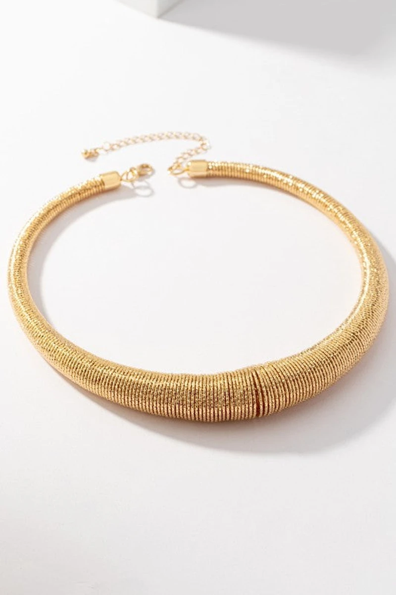 *Allie Tapered Diamond Cut Wire Coil Choker Necklace