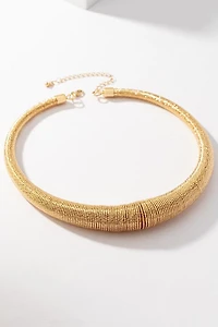 *Allie Tapered Diamond Cut Wire Coil Choker Necklace