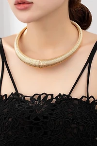 *Allie Tapered Diamond Cut Wire Coil Choker Necklace