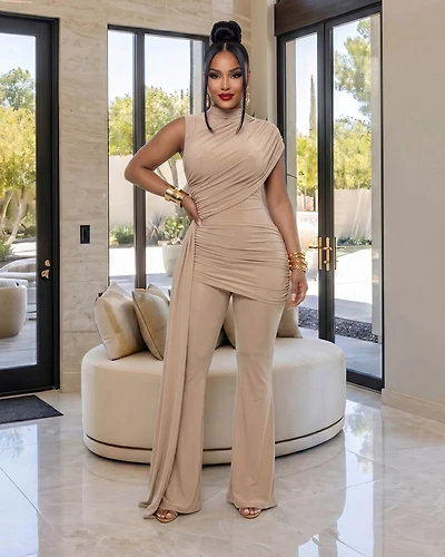 Alissa Nude Ruched Pants Set