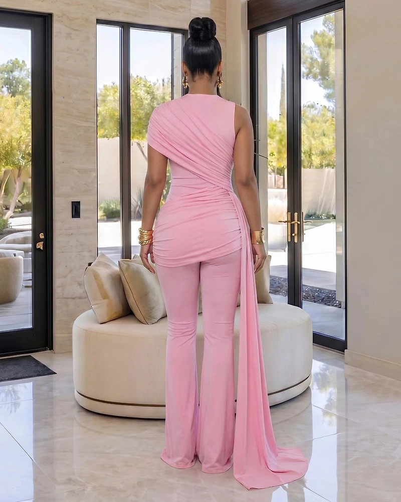 Alissa Baby Pink Ruched Pants Set