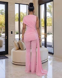 Alissa Baby Pink Ruched Pants Set