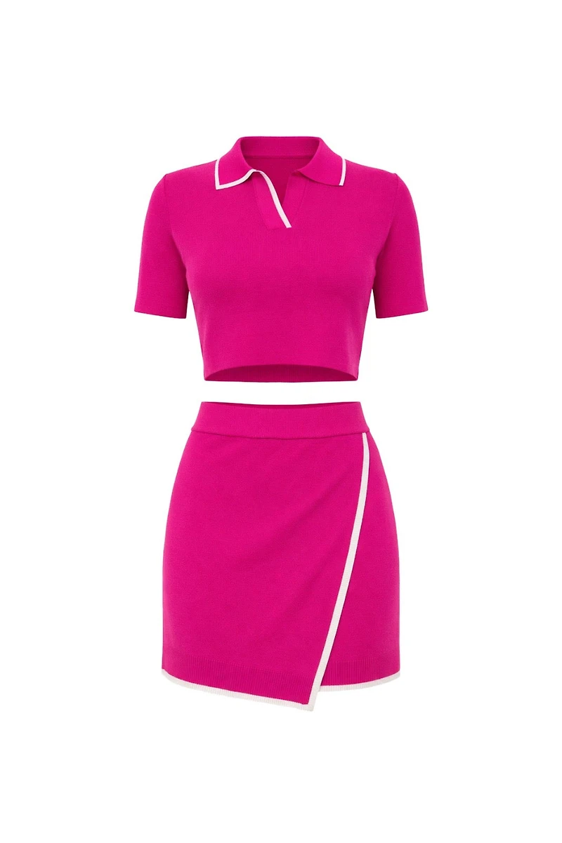 Latto Fuchsia Knit Sporty Skirt Set